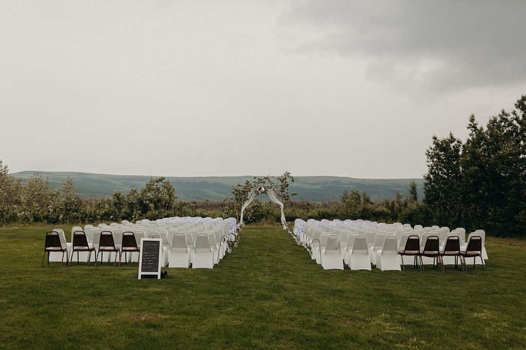 Wide detail shot of Ceremony setup