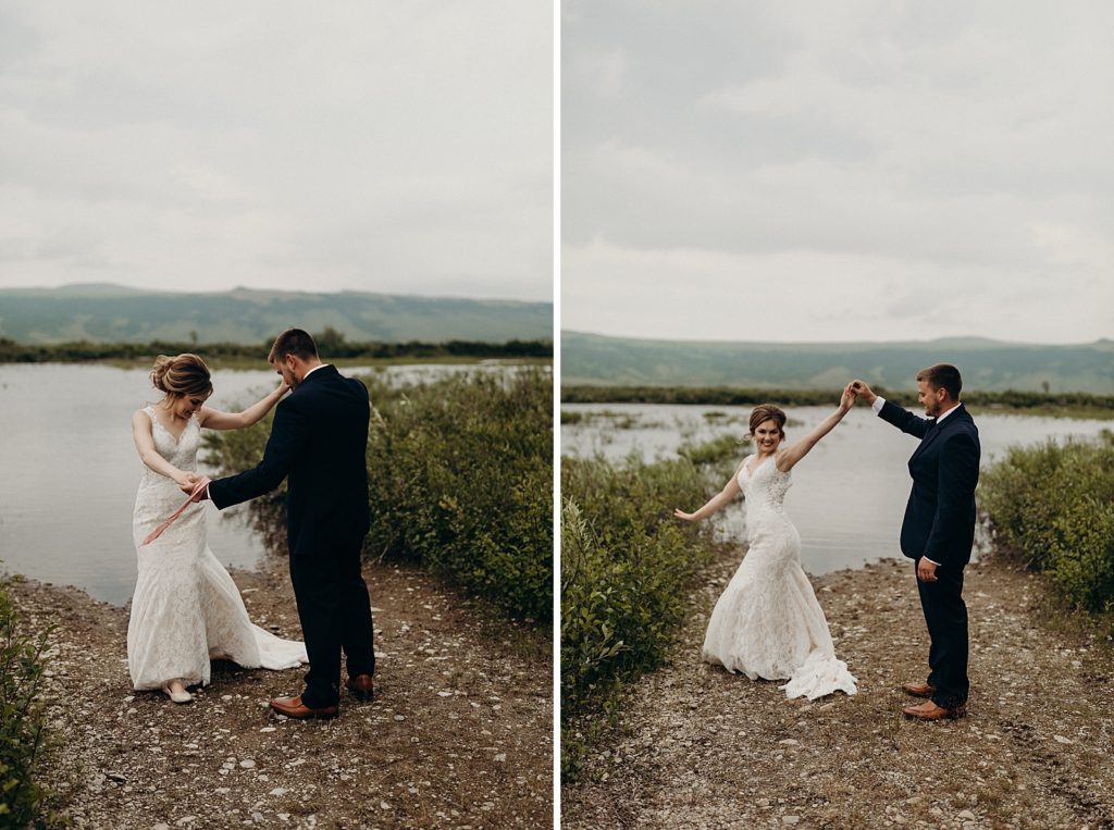 Bride and Groom twirling