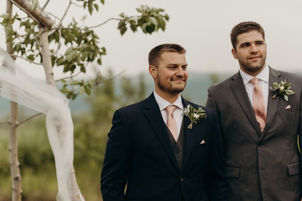 Groom reacting to Bride entering Ceremony