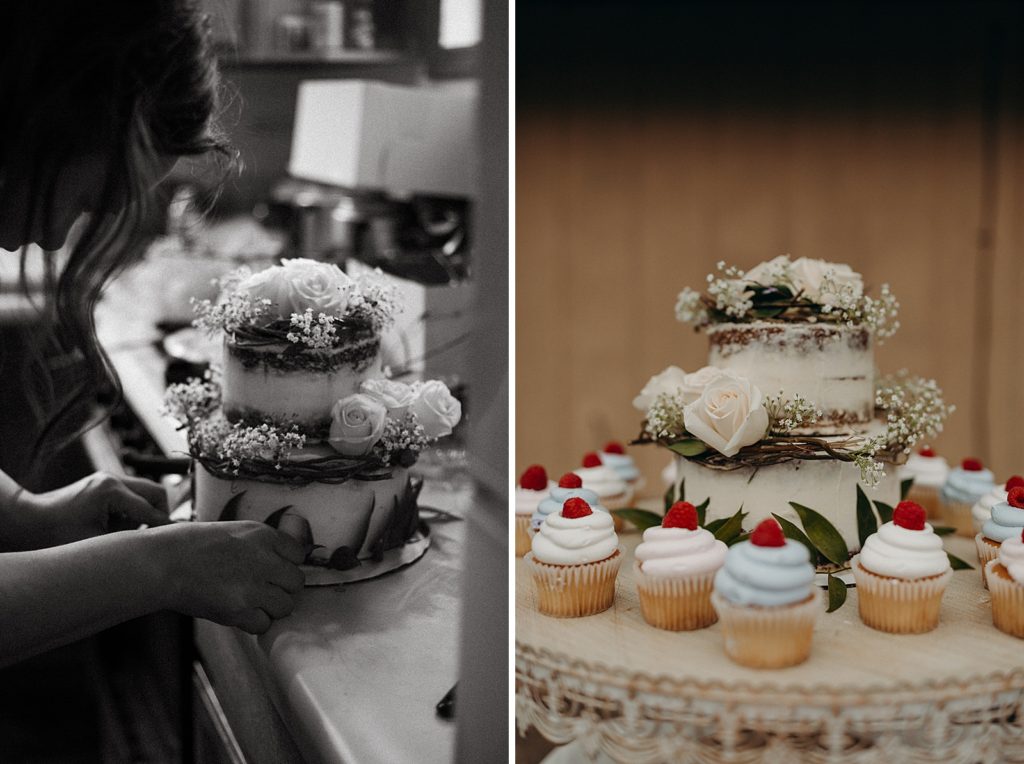 Detail shots of Wedding cake and cupcakes